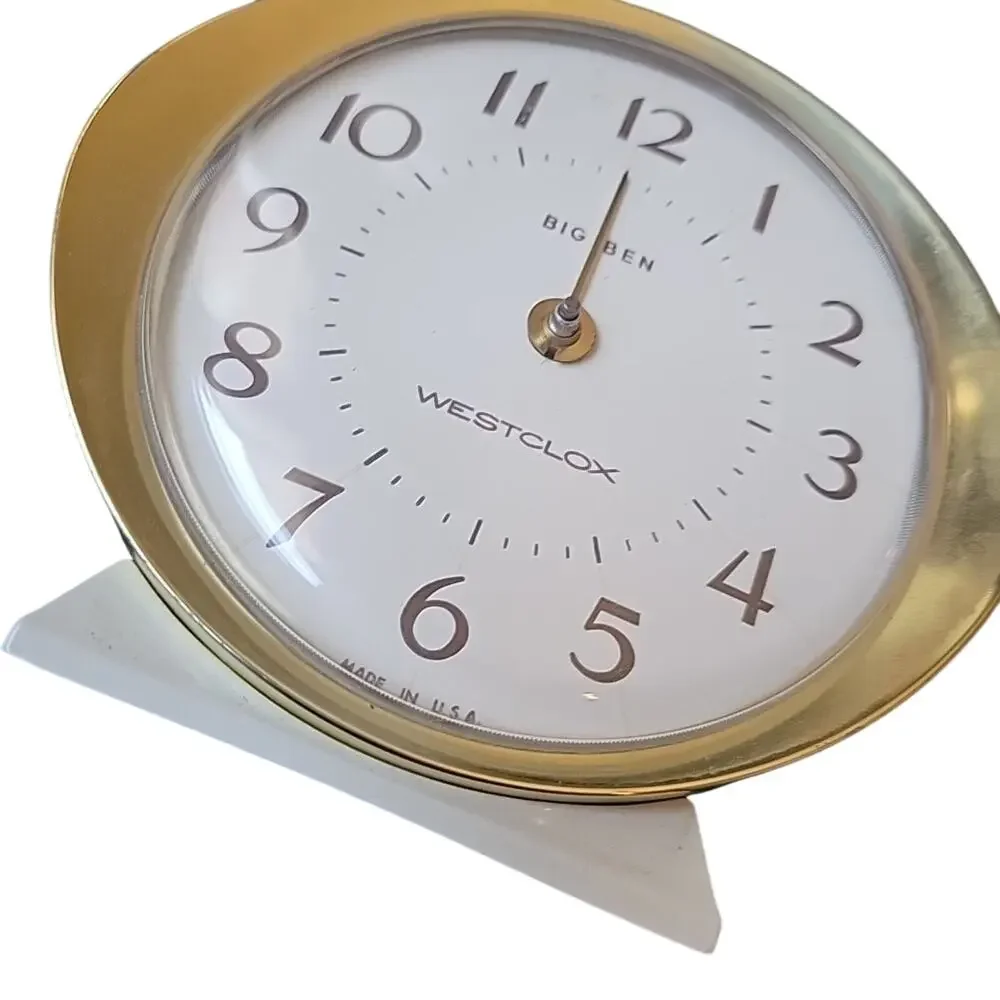 Clock Big Ben Westclox White Face Vintage Alarm Glow in the dark Rehab Project